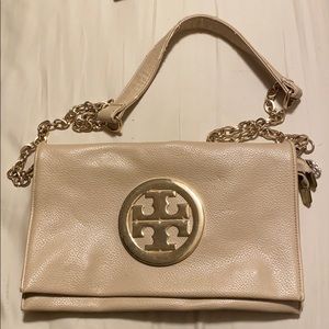Tory Burch nude Foldover clutch
